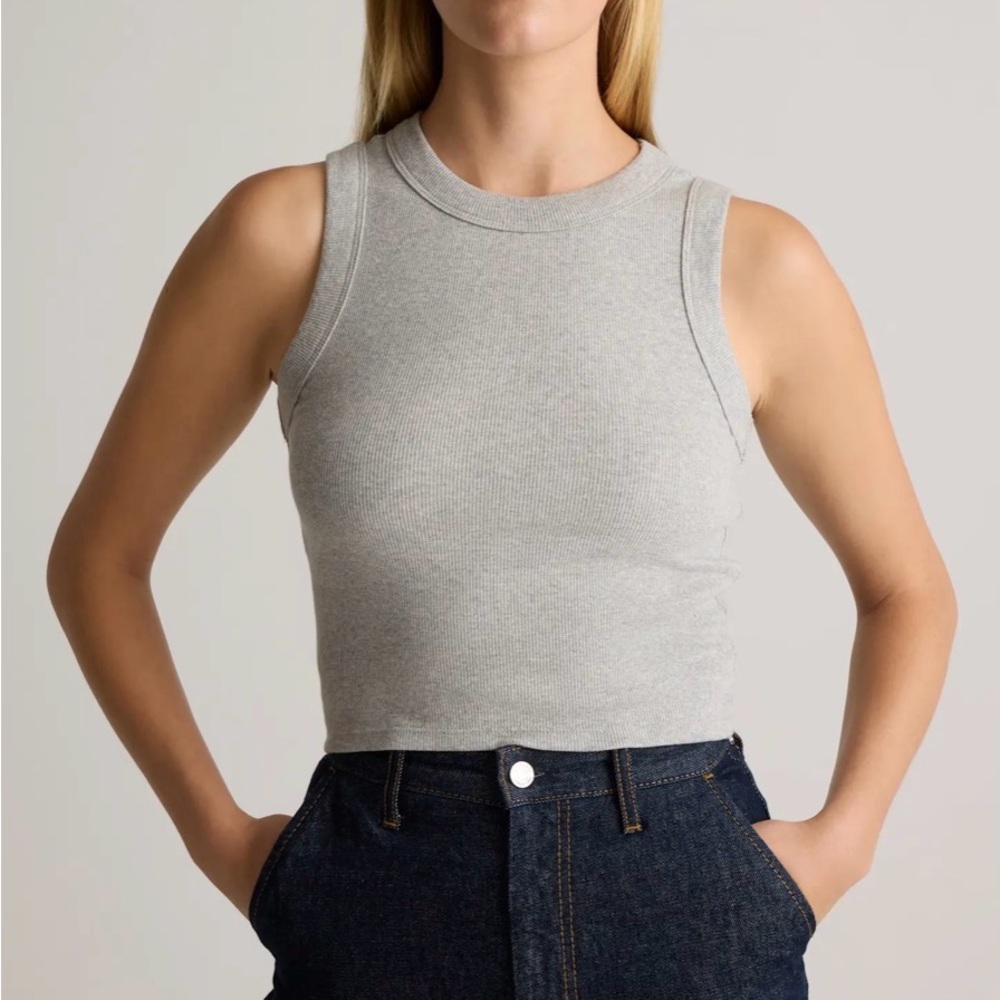 Gray Sleeveless Ribbed Top